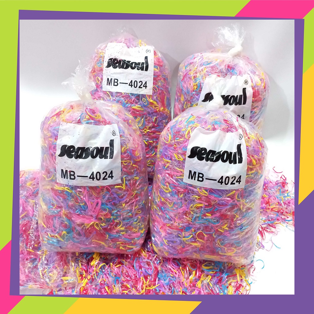 1704D1 [Grosir] isi 1kg karet Jepang ikat rambut ukuran M warna warni bening