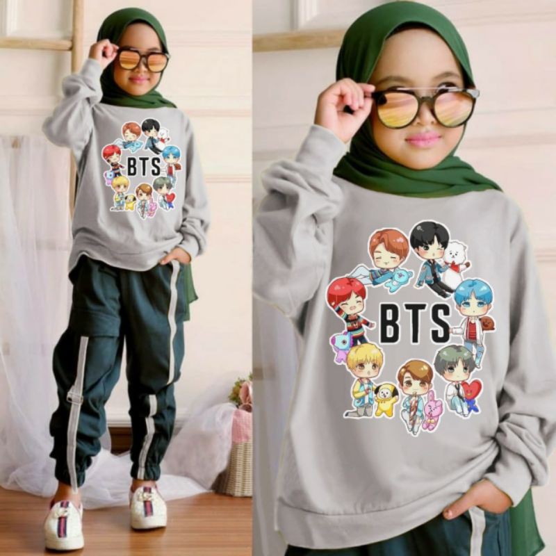 Setelan Anak Perempuan BTS/ Setelan Anak Perempuan Keren Free Size 4-11 Th