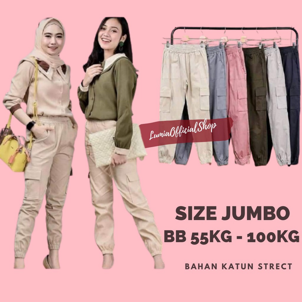 JUMBO JOGER CARGO PANTS / CELANA JOGER CARGO BIG SIZE - CELANA JOGER WANITA KEKINIAN