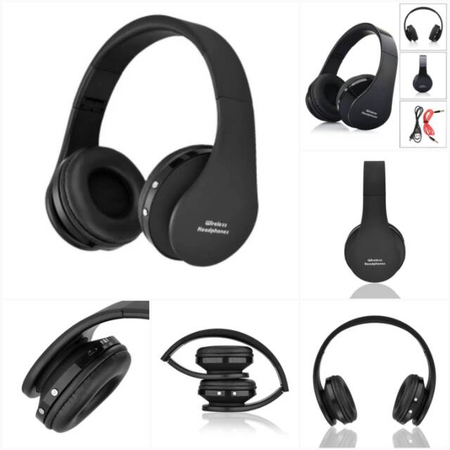 Wireless Bluetooth Stereo Headphone Microphone MP3 FM Headset untuk Handphone Tablet