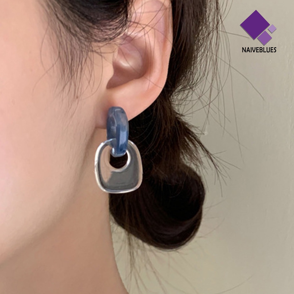 1 Pasang Anting Stud Bentuk Persegi Geometris Bahan Akrilik Untuk Aksesoris