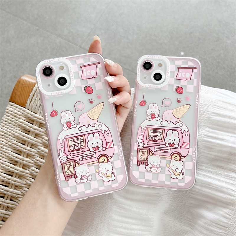 In srabbit Soft Case Silikon Transparan Motif Es Krim Untuk Iphone 13 12 11 Pro X XS Max XR 7 8 Plus SE