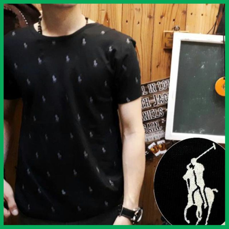 Kaos Slimfit Kaos Bagus GH pria black polo printing kaos motif polo Import