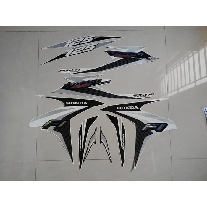 Striker Motor Bodi / Stiker Bodi & Lis Body & Striping Vario 125 2014 Techno ISS Putih Abu