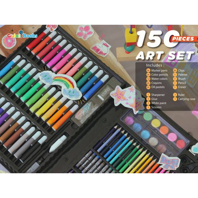 

150pcs ART SET / CRAYON SET / WATERCOLORS SET / SET ALAT TULIS / PENSIL WARNA
