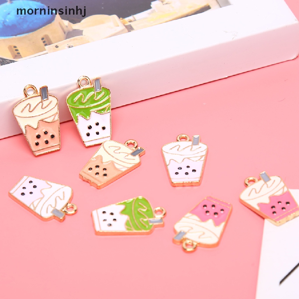 10pcs / lot Liontin Enamel Bentuk Milk Tea Untuk Perhiasan Anting