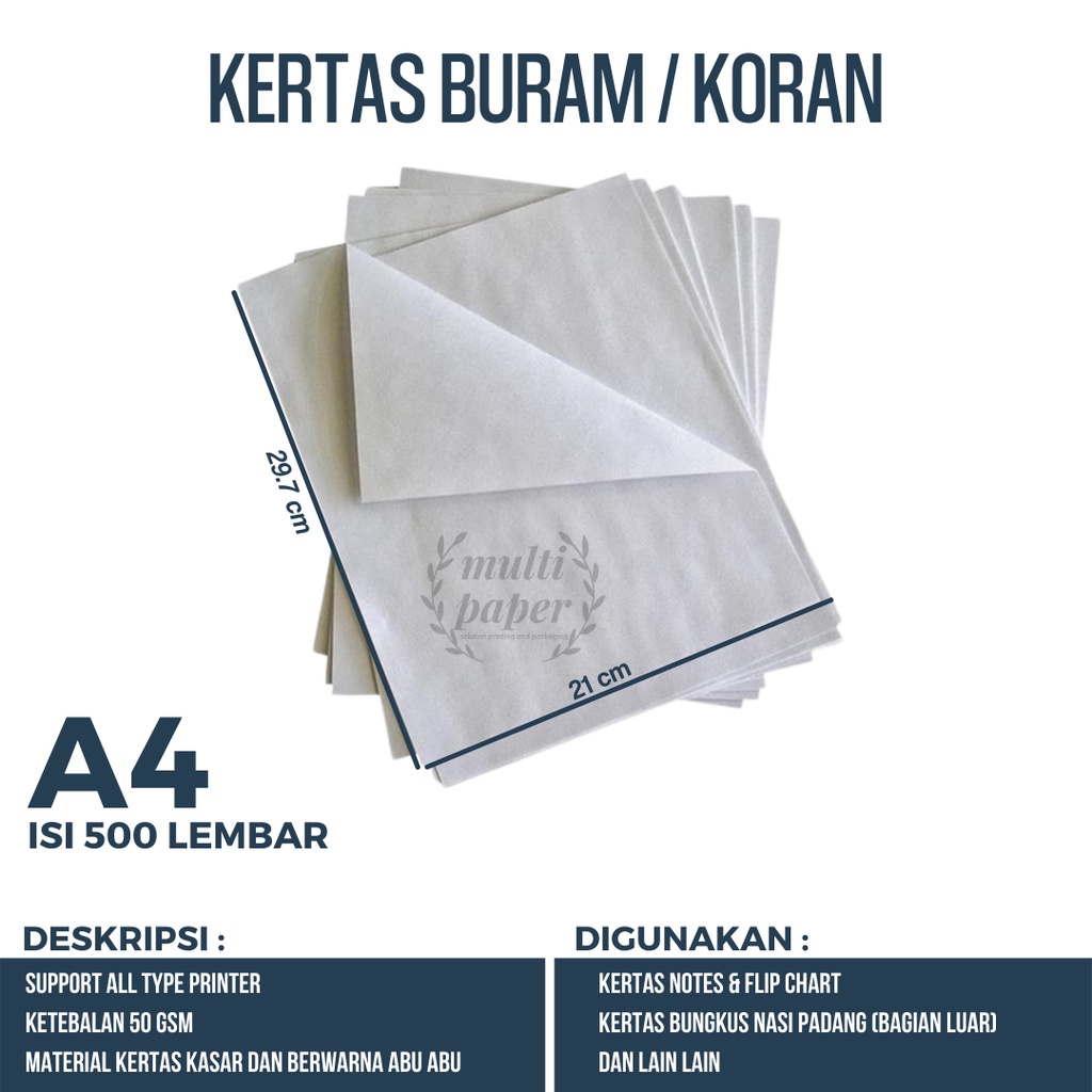 

Kertas Buram A4 1 Rim isi 500 lembar / Kertas Buram A4