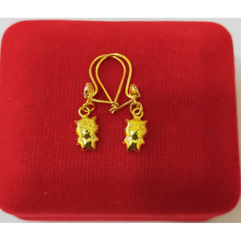 Anting Gantung Character polos, Perak 925, Sepuh Emas Kuning