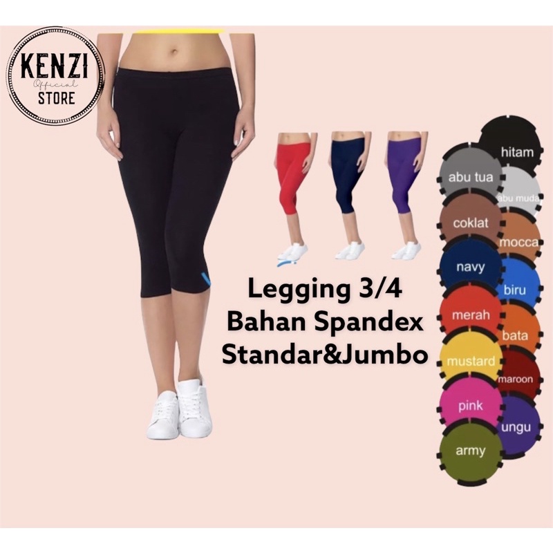 Legging pendek 3/4 JUMBO - Legging selutut/ legging senam /legging jumbo