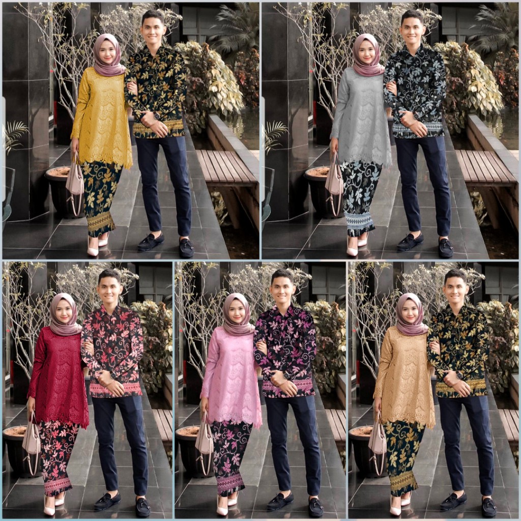 Baju Couple Wanita Pria 3in1 Kebaya batik brukat Good Quality