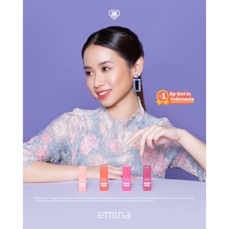 EMINA Glossy Stain 3 g - Lip Tint Lip Gloss Lipstain (ORIGINAL 100%)