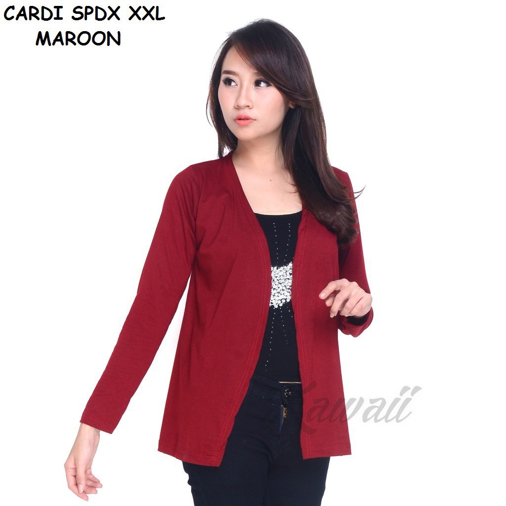 YUGANA - CRSPX Cardigan Wanita Cardigan Spandex Cardigan Polos Jumbo Lengan Panjang Murah Kekinian-5