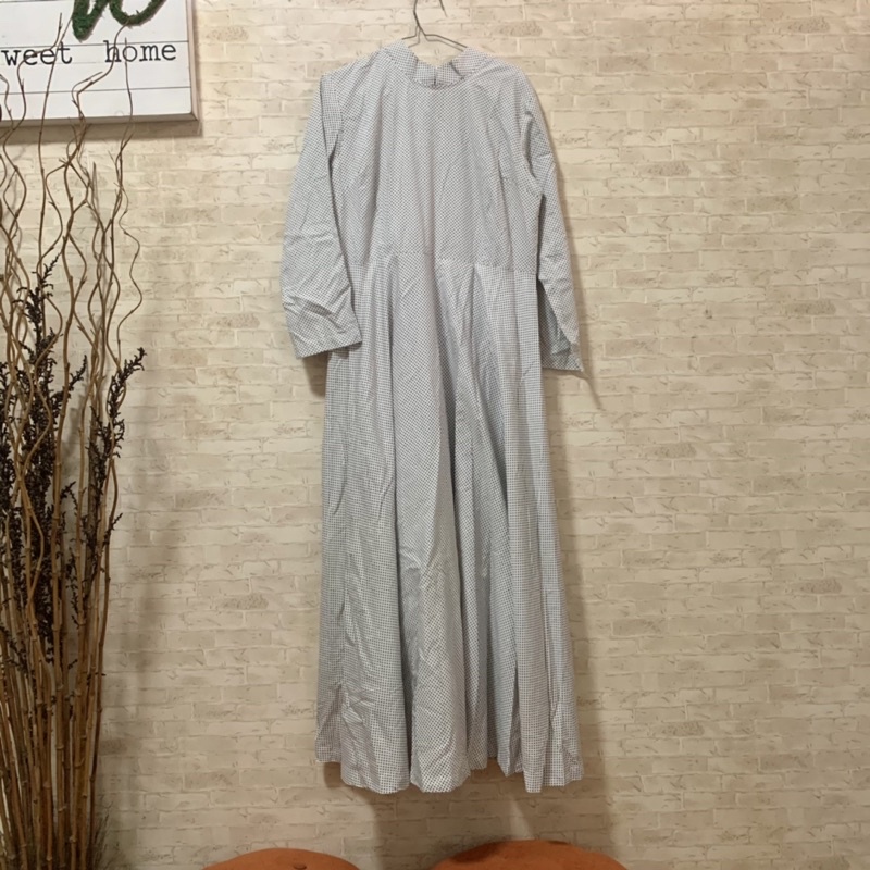 Gamis Putih Polkadot Hitam Preloved Murah