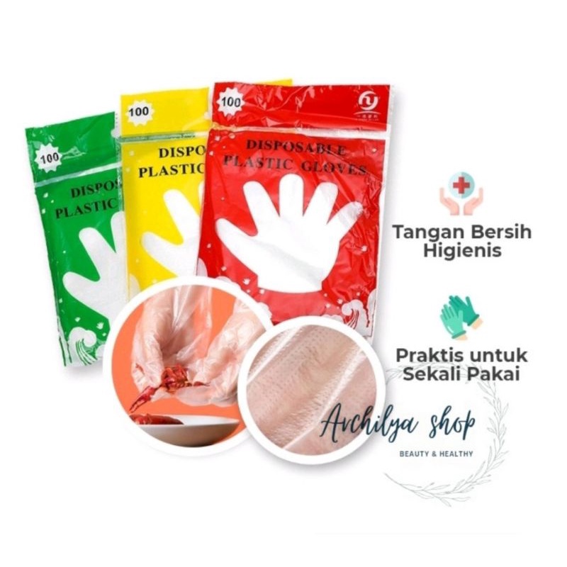 Sarung tangan plastik 1 pack isi 100 pcs sekali pakai