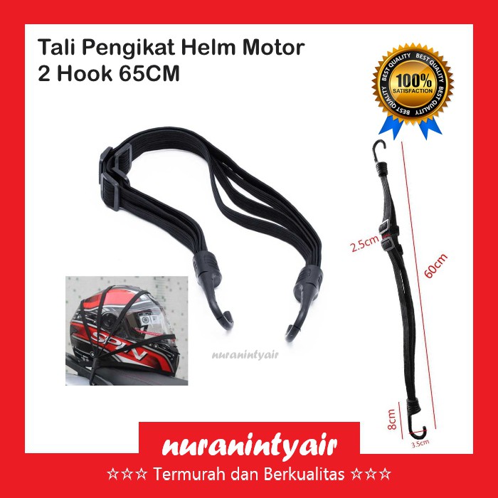 Tali Jaring Helm Tebal 2 Hook 65CM - Jaring Motor Pengikat Helm Barang