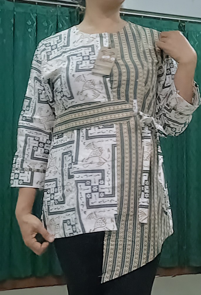 Tey-17 Batik Wanita Asj Sa Hrb026 Kenongo Kemeja Tosca Pendek