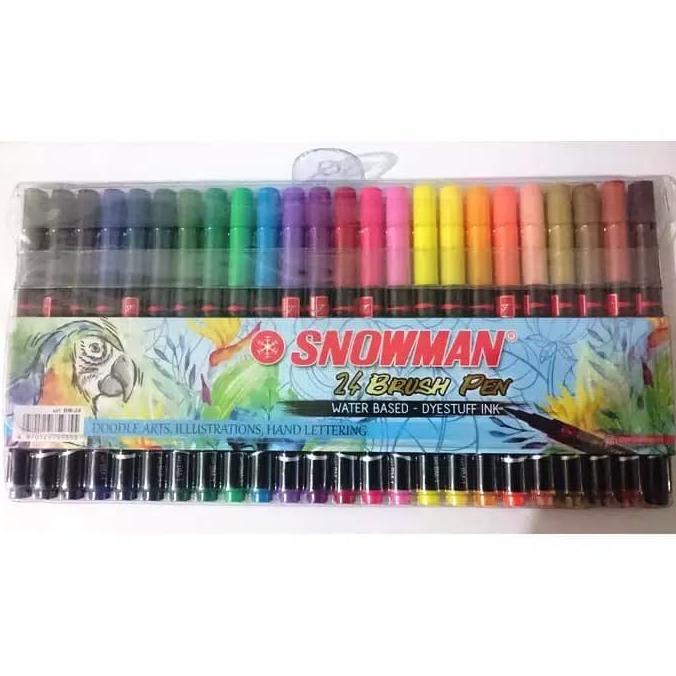 

(BISA COD) Spidol Snowman Brush Pen Kaligrafi 24 Warna Water Base TERUJI Kode 212
