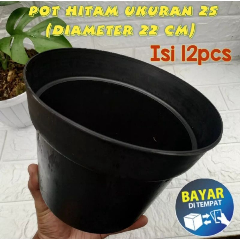 Pot uk25 (diameter 22cm) paket hemat isi 1 lusin /pot bunga/ pot tanaman hias/ pot plastik/pot murah