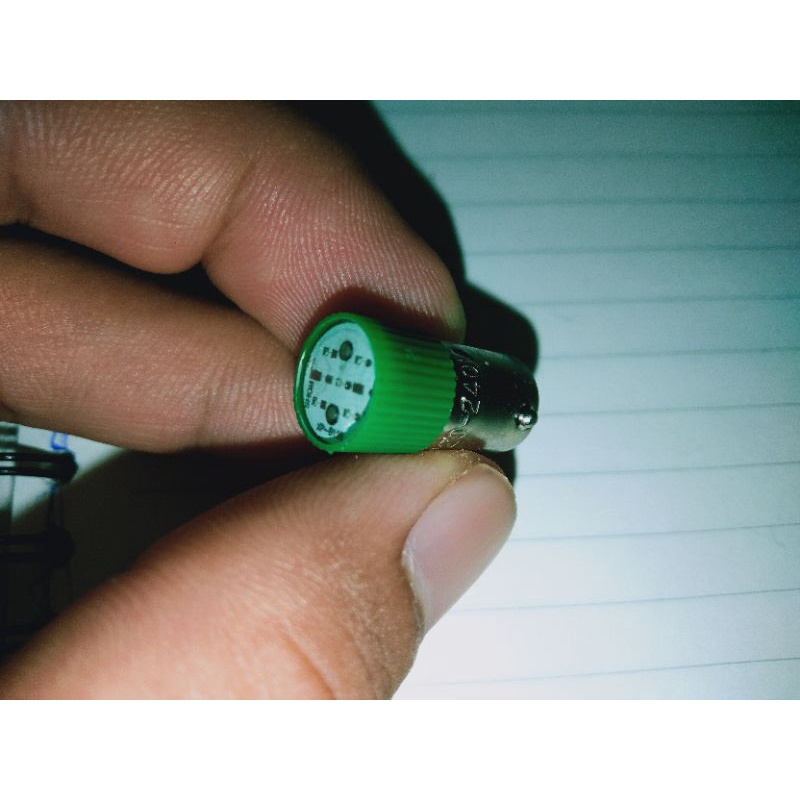 Lampu Bayonet LED EWIG  BA9S AC 220V lampu push button - Hijau