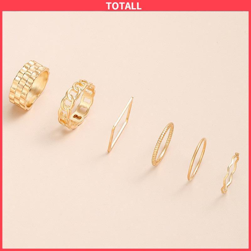 COD 4pcs / Set Cincin Jari Telunjuk Bentuk Geometris Gaya Retro Untuk Wanita-Totall