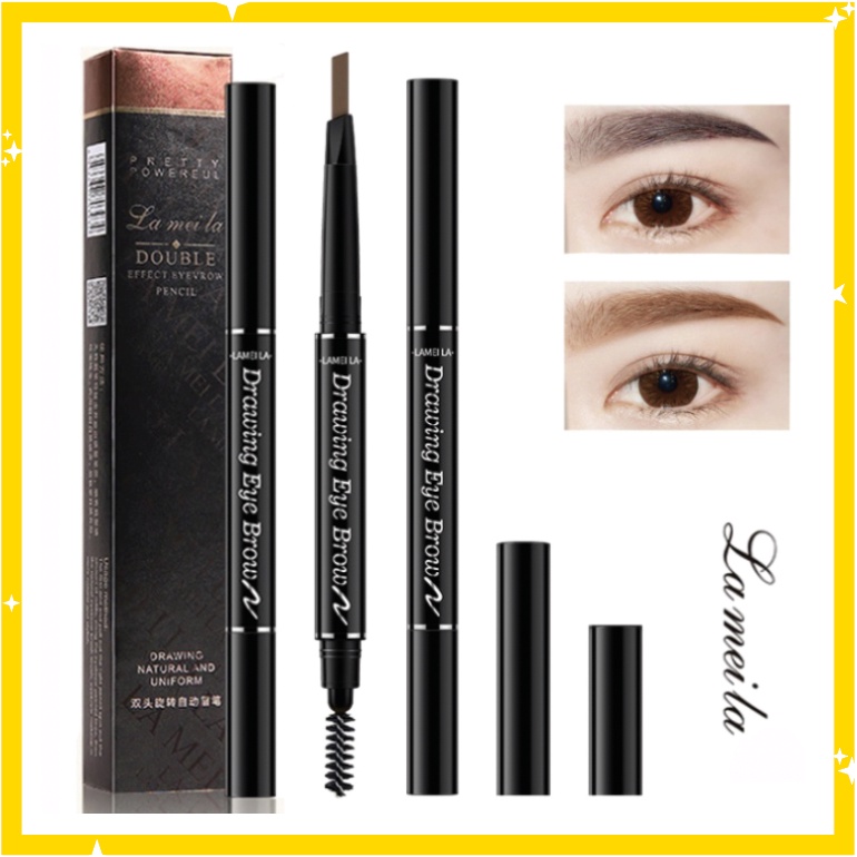 LAMEILA Eyebrow Pen Double Heads 7 Colors Lasting Pen Waterproof Pencil Kotak Hitam LA031 789