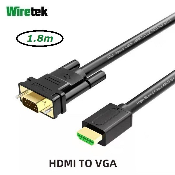 Wiretek Kabel HDMI to VGA 1.8 meter Aktif