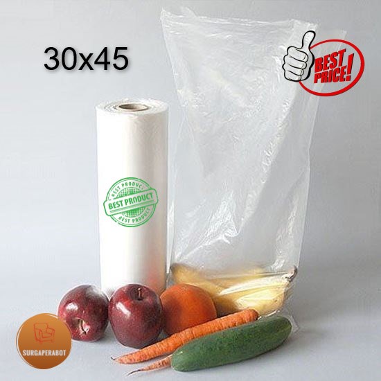 Plastik Buah HD Roll Premium 1 Kg 30x45 cm - Supermarket Fotocopy 30cm Plastic sayur telur