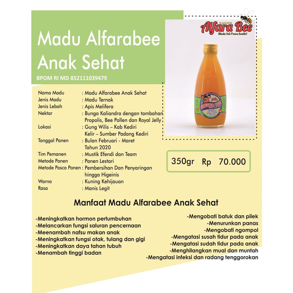 

MADU ALFARA BEE "ANAK SEHAT" 350gram