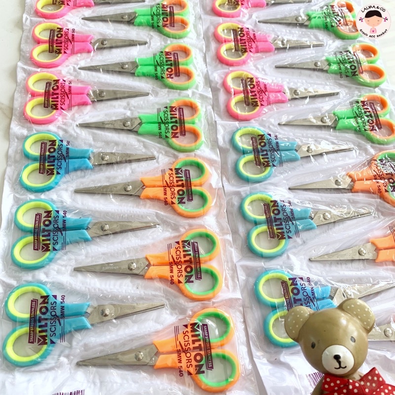 GUNTING KECIL 12PC 12,5CM WARNA RENTENG RENCENG GROSIR LUSINAN