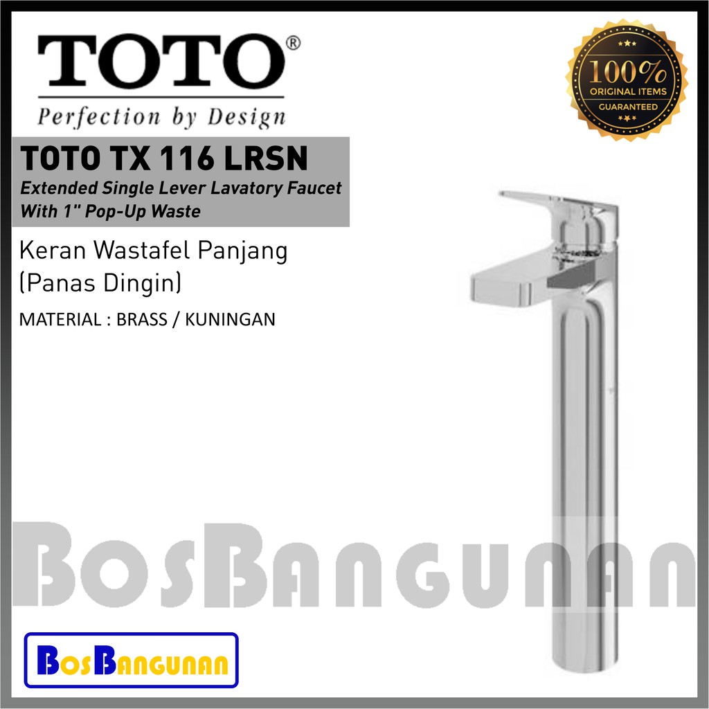 Kran Wastafel TOTO TX 116 LRSN Panas Dingin / TOTO TX116LRSN Extended Single Lever Lavatory Faucet W