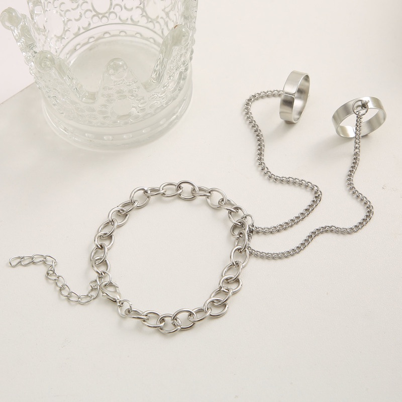 Gelang Tangan Rantai Adjustable Bahan Metal Warna Silver Untuk Wanita