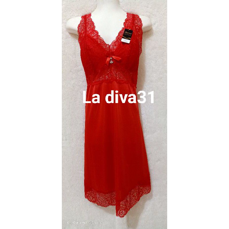 (SALE) Baju tidur WANITA DEWASA SEXY HOT LINGERIE Satin Premium Exclusive Sorex 7046 ORIGINAL-Merah terang