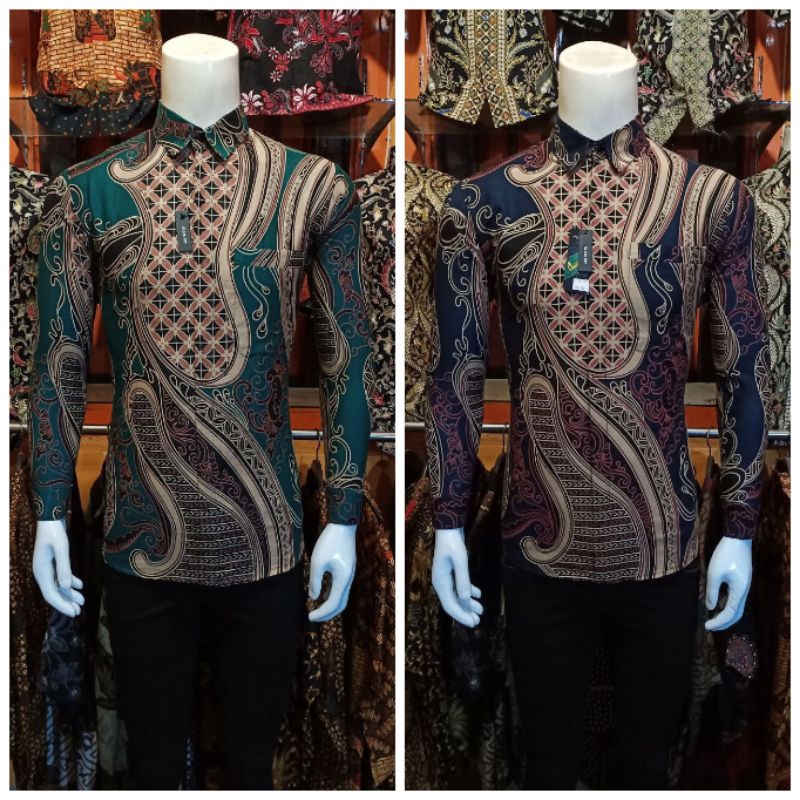 Baju Batik Pria Outfit Kondangan Kemeja Formal Lengan Panjang Seragam Kantor Slimfit Modern