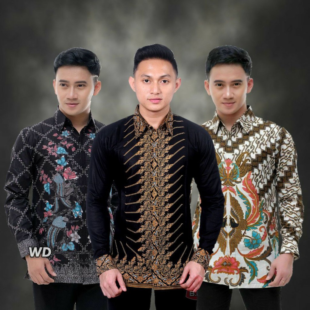 Batik Pria Lengan Panjang BATIK NAKULA HRB026 motif KERATONAN Kode 002 size M L XL XXL Reguler