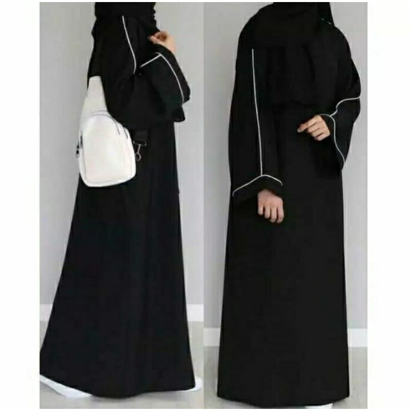 New Abaya Gamis Maxi Dress Arab Saudi Turki list pita klok lebar bawah busui