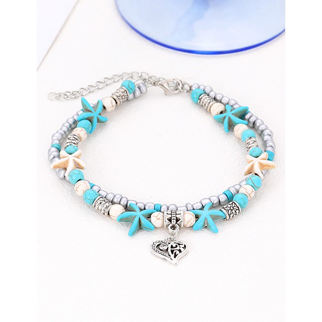 LRC Gelang Tangan Fashion Blue Decorated Double Layer