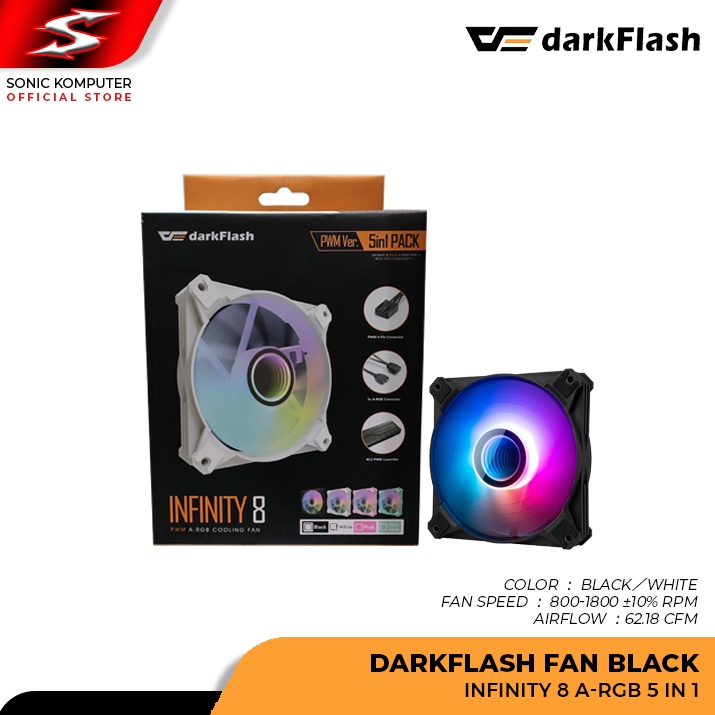 Kipas Casing Komputer Darkflash Infinity 8 A-RGB 5 in 1 Fan Case 120mm