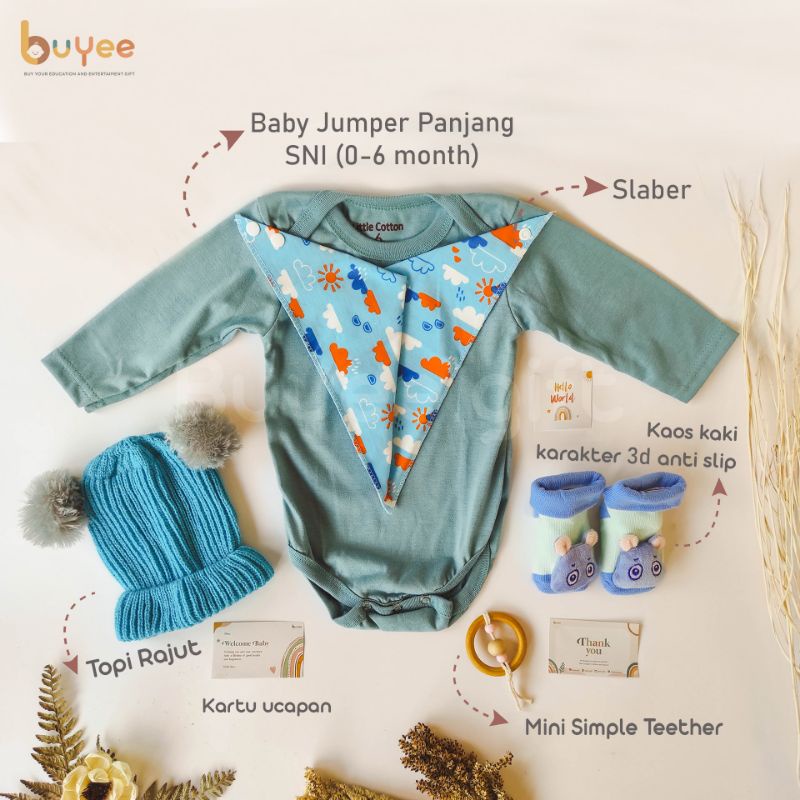 Premium Baby Hampers Buyee.gift | Kado Lahiran Bayi | Baby Gift Set | Parcel Baby Newborn-Star blue
