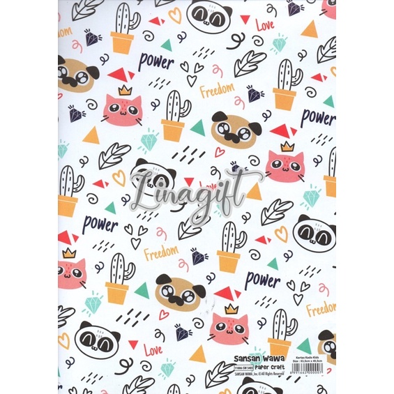 ( 5 Lembar ) PET SANWA - KERTAS KADO PUPPY KITTY KITTEN PUS PUPPY / ANIMAL CAT DOG - GIFT WRAP PAPER SANSAN WAWA BINATANG CUTE HOME LOVER PETS