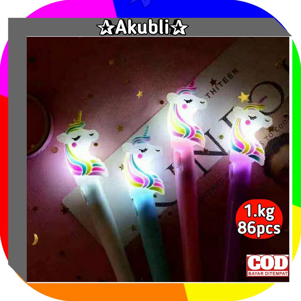 

Akubli✰ COD P166 Bolpen Cair Pulpen Unicorn Led Lampu Karakter Gel Tinta Hitam Lucu Unik Murah