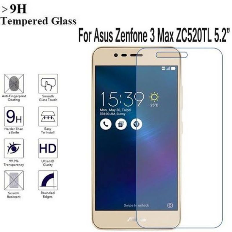Tempered Glass Zenfone 3 max 5.2 Inch ZC520TL Anti Gores Kaca
