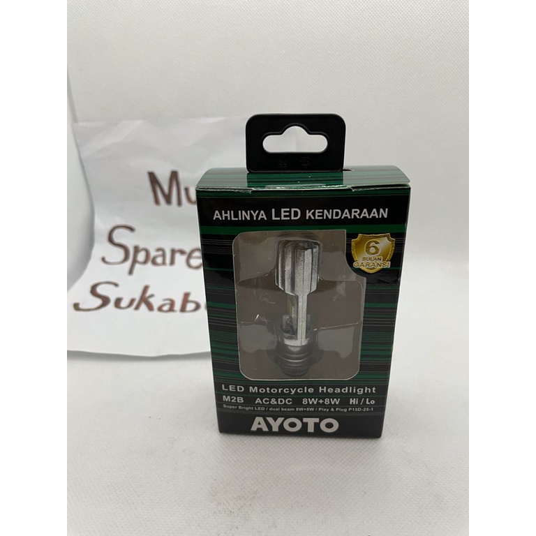 Lampu LED Motor H6 Hi-Lo 8W+8W AC DC AYOTO M2B BEBEK DAN MATIC - Putih/Putih