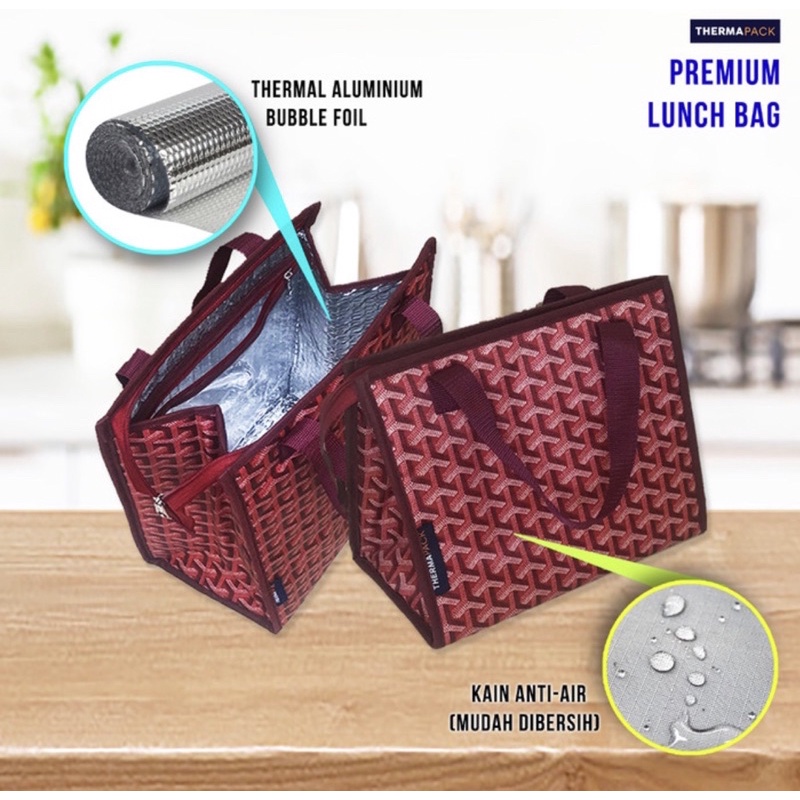 ThermaPack Premium Thermal Lunch Bag | Tas Bekal Motif | Waterproof