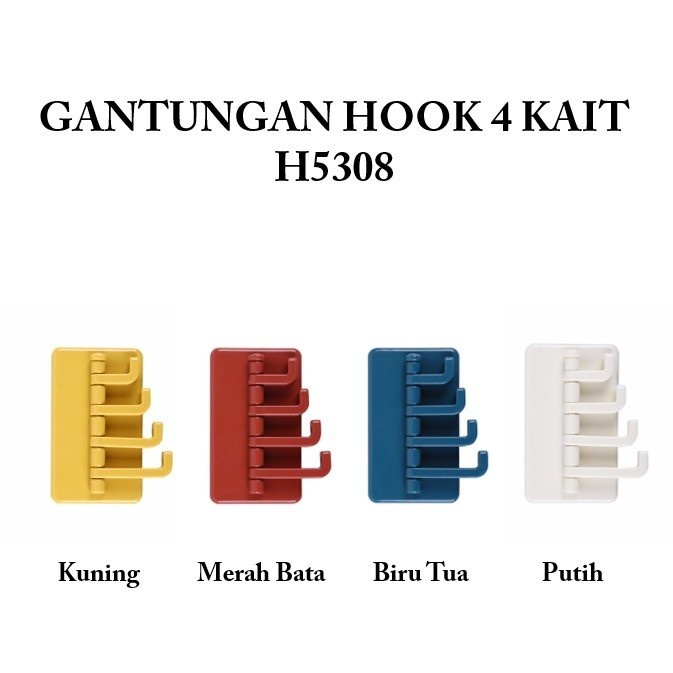 LT- [45GR] [ NEW ] Gantungan tempel 4 hook multifungsi Cantolan cabang 4 kait