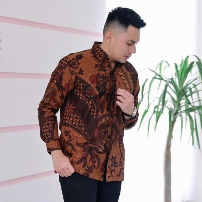 Bagus Batik Pria Panjang Furing Katun Baturaden Motif Tulis Merak XXXL