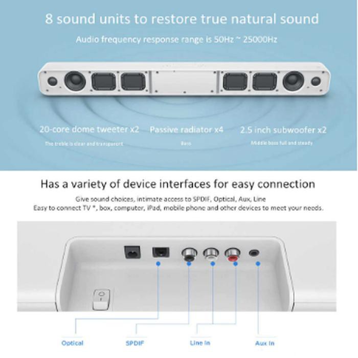 Xiaomi Speaker Bluetooth Mi TV Soundbar - Wired &amp; Wireless - 8 Speaker - Home Theater