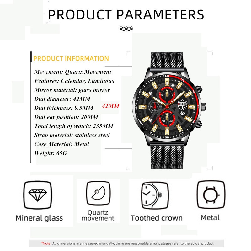 DEYROS 03 -Jam Tangan Pria Original -GESPER STAINLESS STEEL Jam Tangan Pria Luxury Stainless Steel Quartz Original Tahan Air Watch + Kotak Gratis/Jam Tangan Pria Import Murah Berkualitas/Jam Tangan Pria Original Import