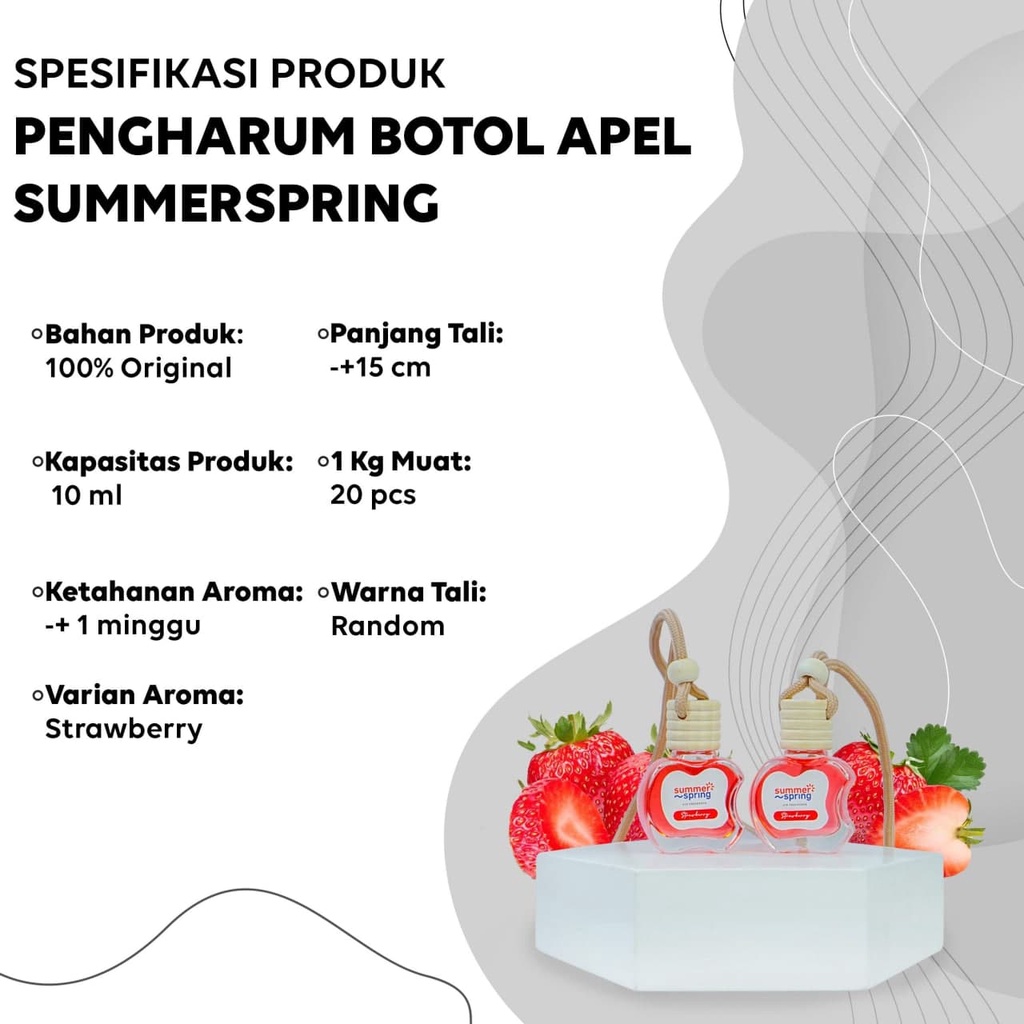 Pengharum Ruangan Aroma Strawberry Botol Apel Summer Spring Pengharum Mobil Kamar Aromaterapi Segar