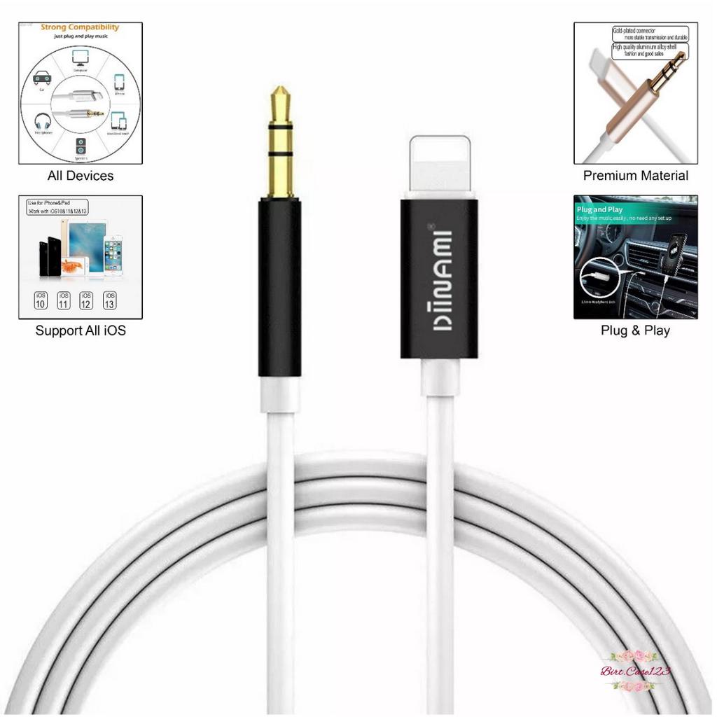 DIINAMI kabel iphone Lightning to aux 3.5mm   ,Type C To Jack 3.5MM Premium Nylon kabel Audio BC7859