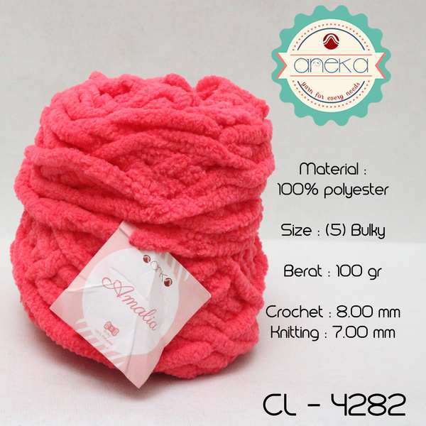 Benang Rajut Chenille Midi Amalia Yarn 4282 Pink Terang